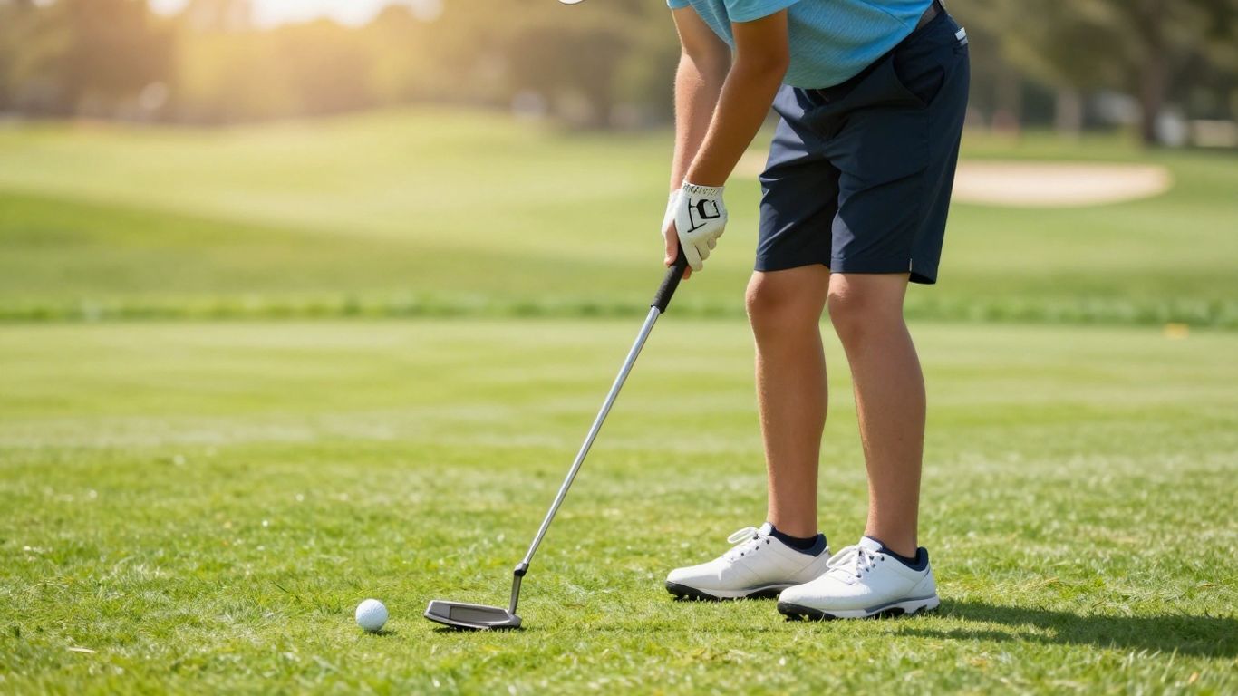 Young golfer putting on a green