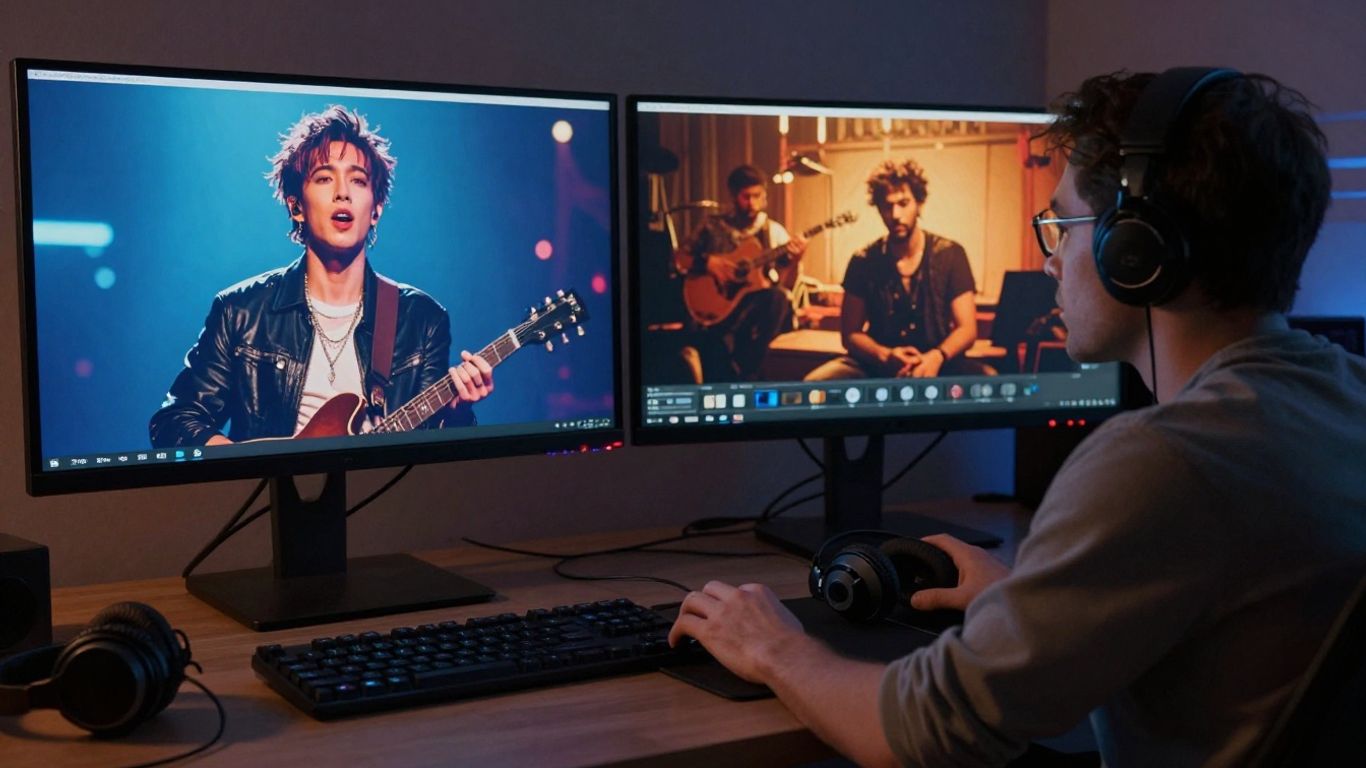 A creator comparing music video production workflows