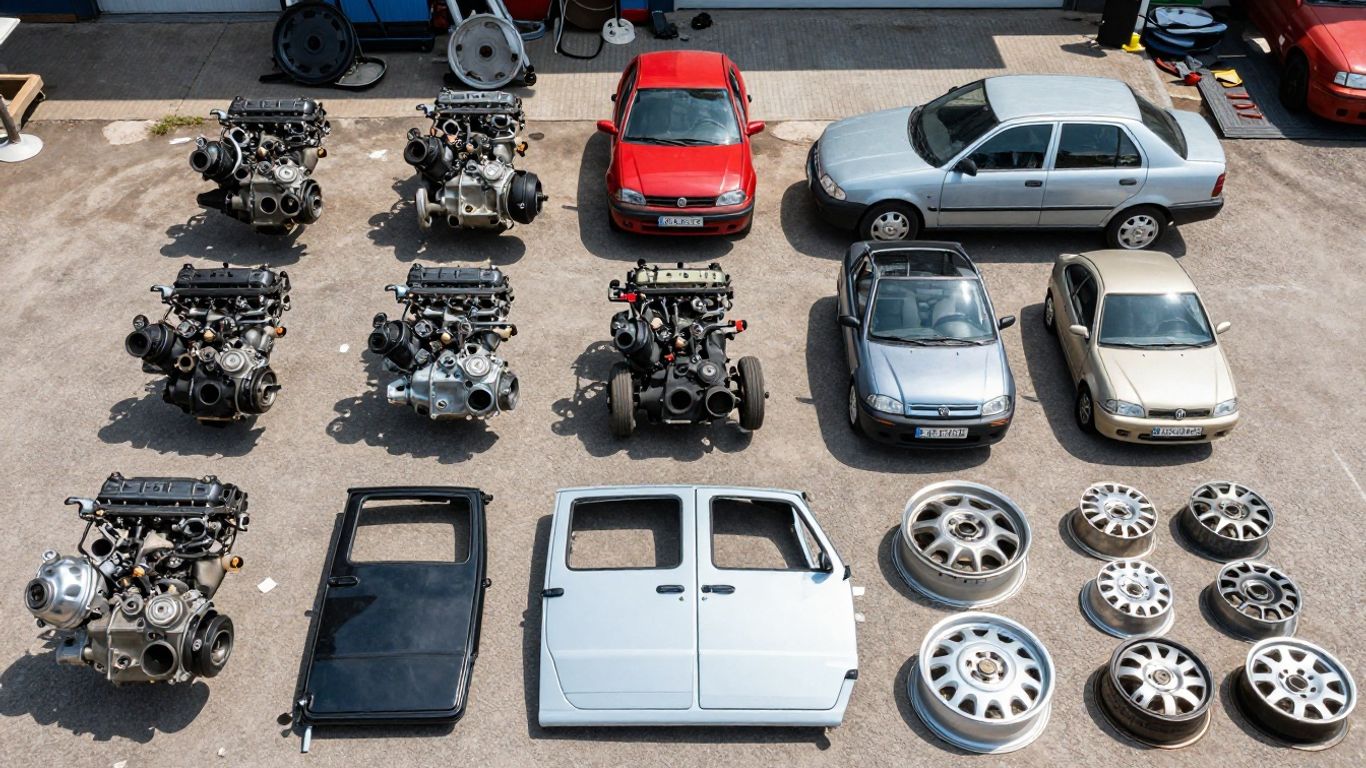 Fiat car parts at a wrecking yard in Perth.