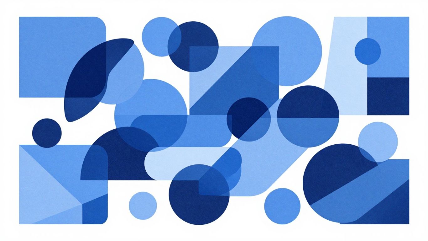 Technical illustration of interconnected shapes becoming simplified.