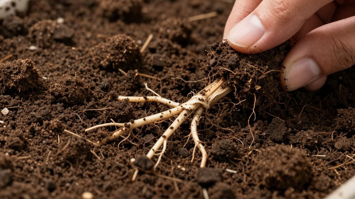 Verdichtete Erde im Topf wird aufgelockert.