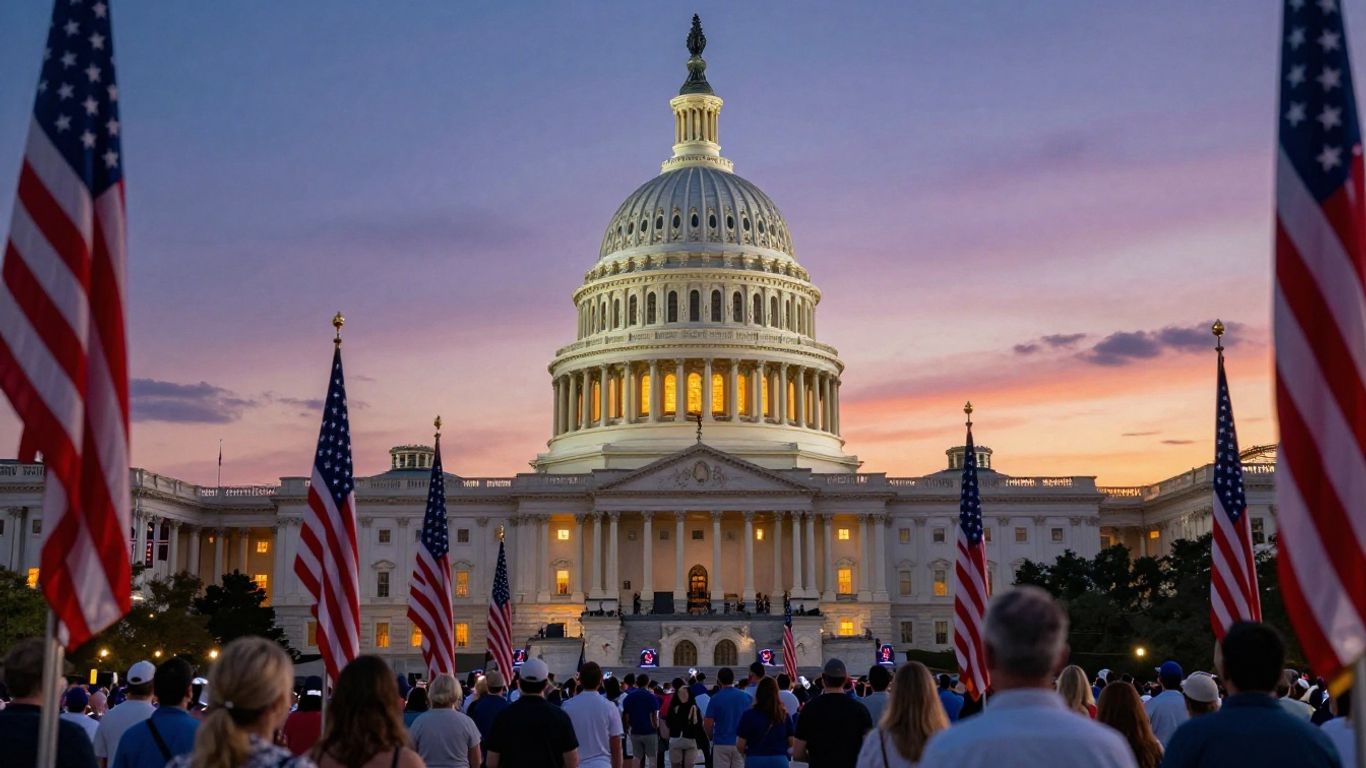 Edificio del Capitolio estadounidense durante la noche electoral