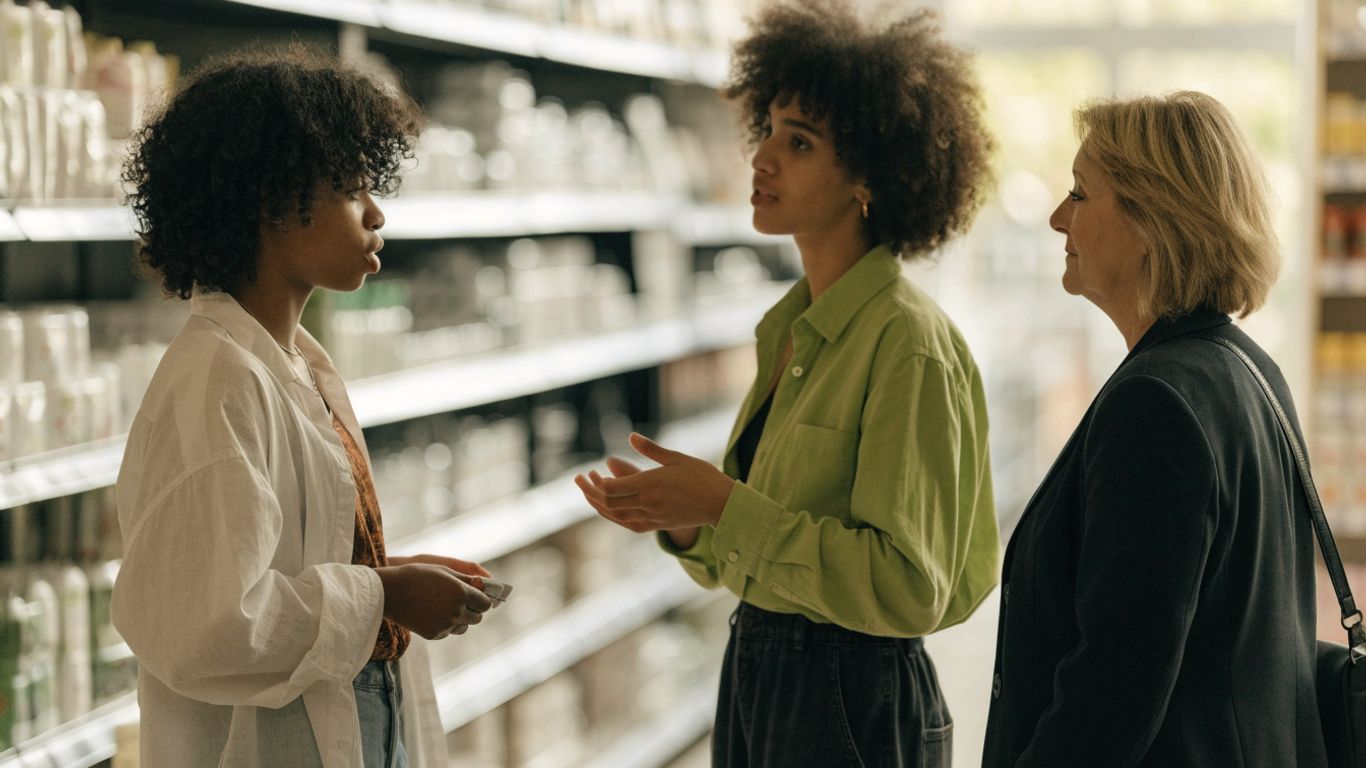 Retail team practicing a customer service conversation