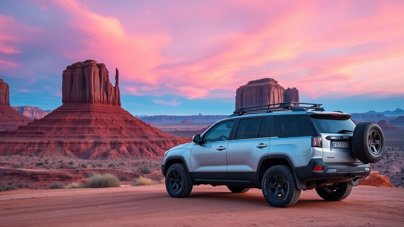 SUV parked near Sedona mountains