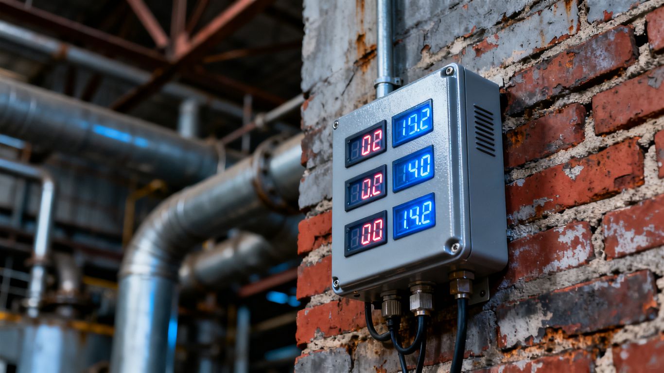 Modern sensor array monitoring factory air quality