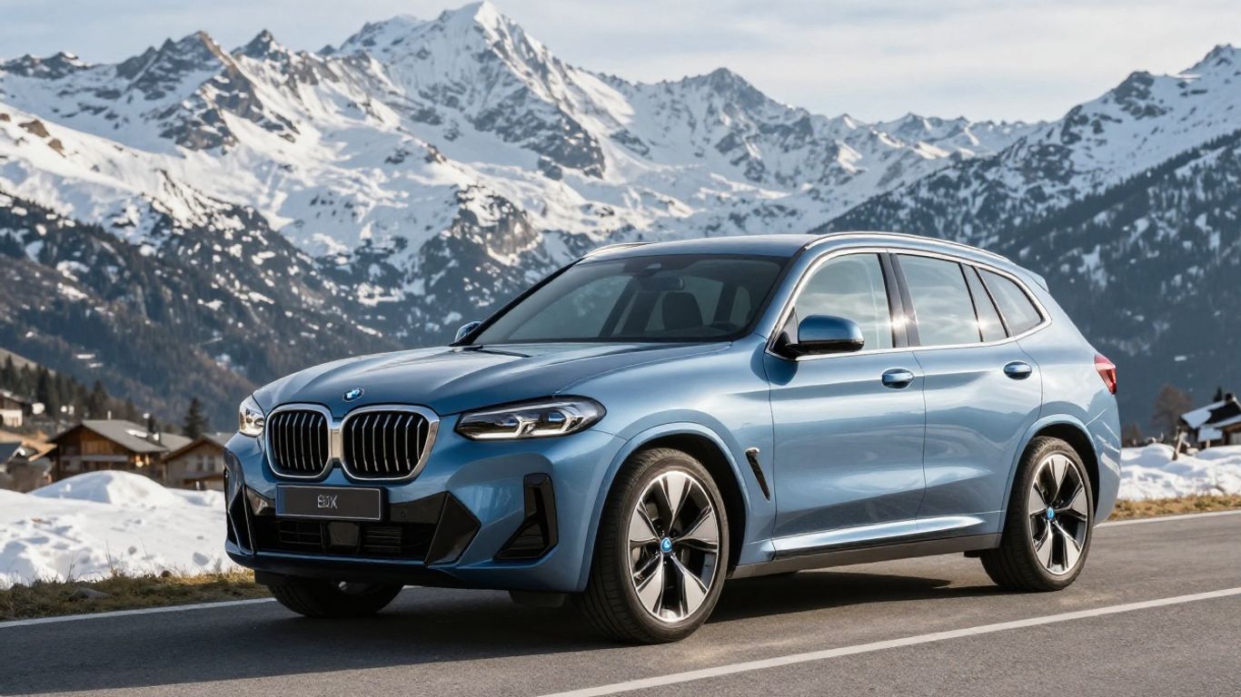 BMW iX3 Elektroauto auf Schweizer Bergstraße