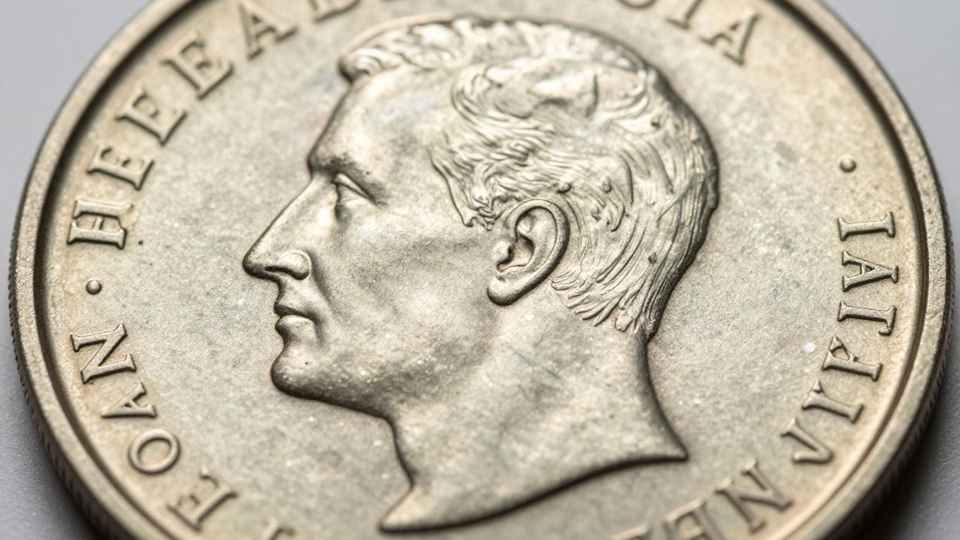 Close-up of coin surface showing minting imperfections.