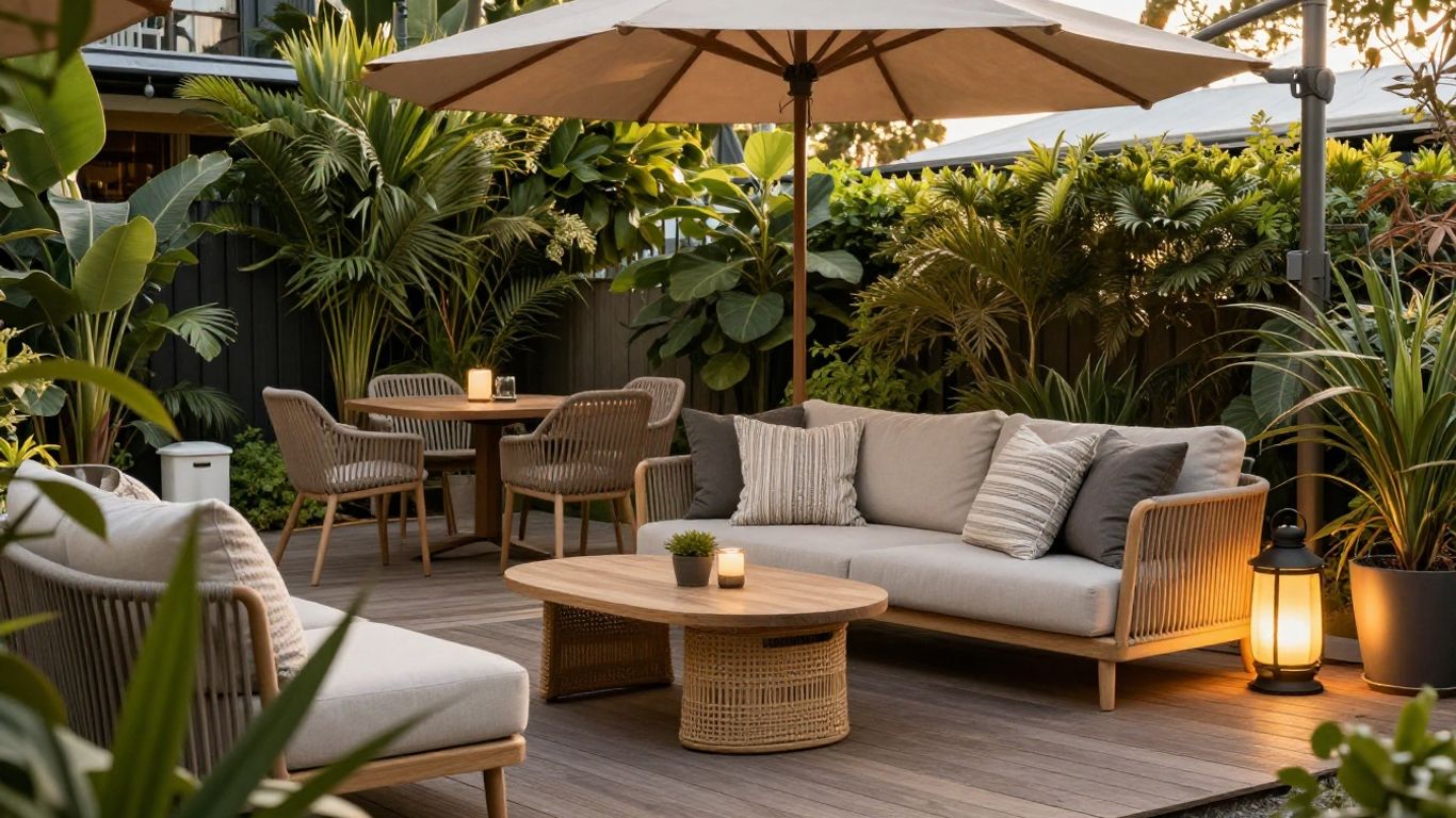 Outdoor dining and lounge setting in Auckland