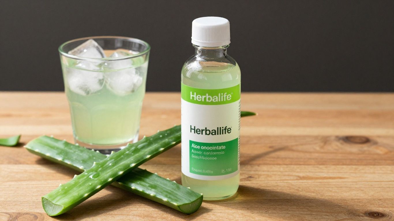 Herbalife Aloe drink with fresh aloe leaf