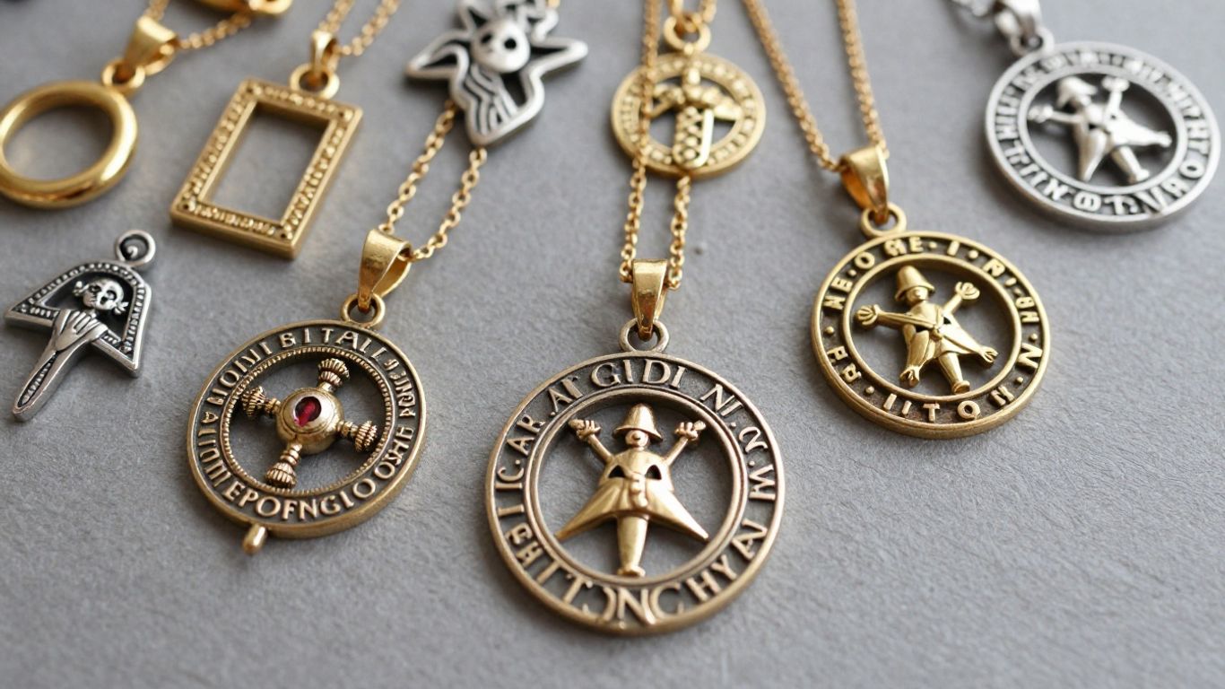Elegant Greek life jewelry collection with intricate charms and pendants.