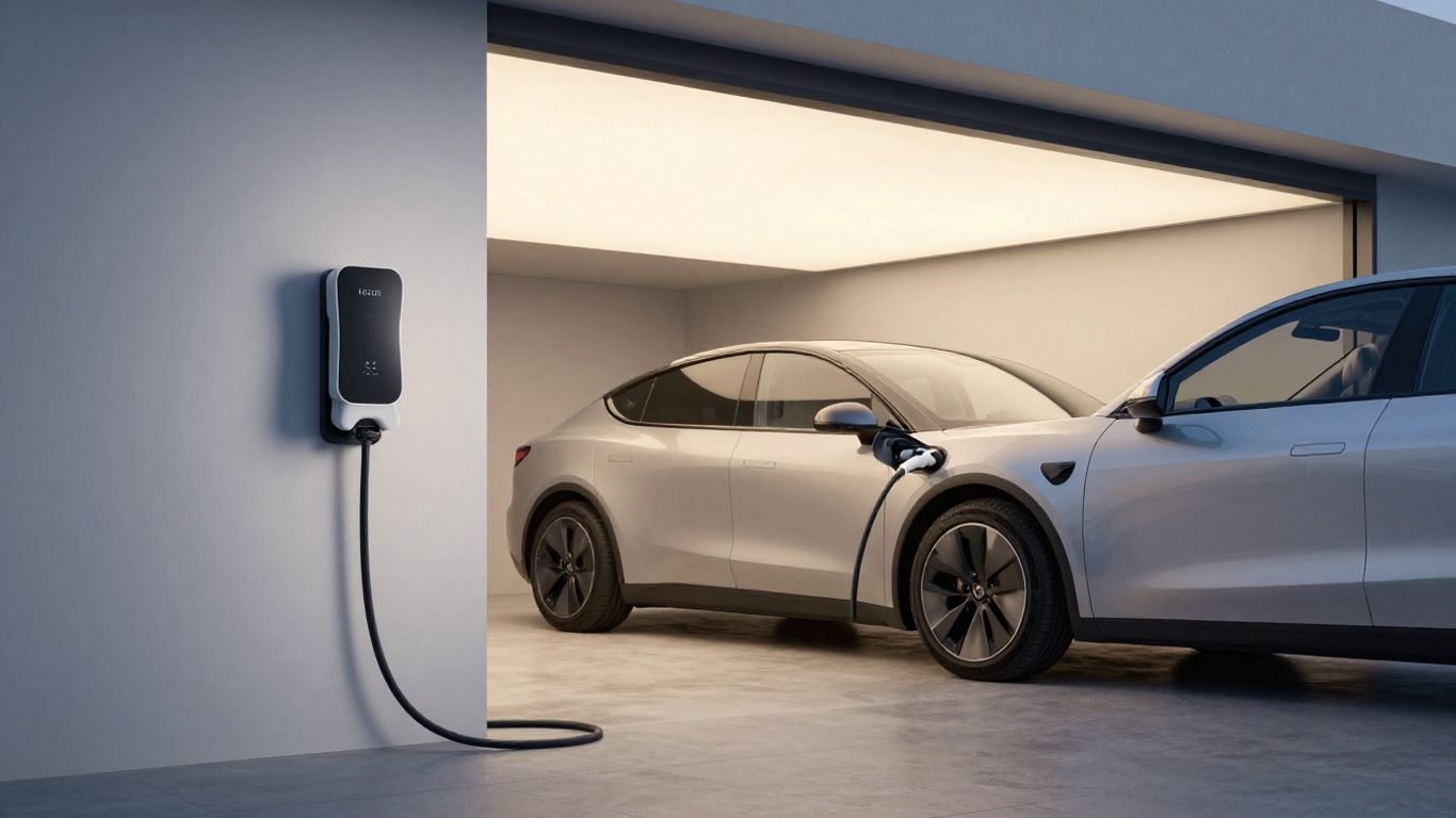 Ein elektrisches Lade-Setup in einer modernen Garage