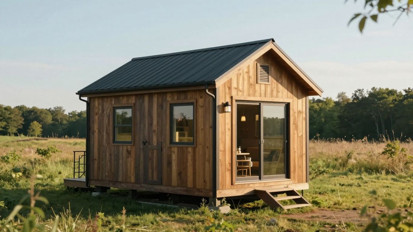 Modern tiny home in Michigan landscape