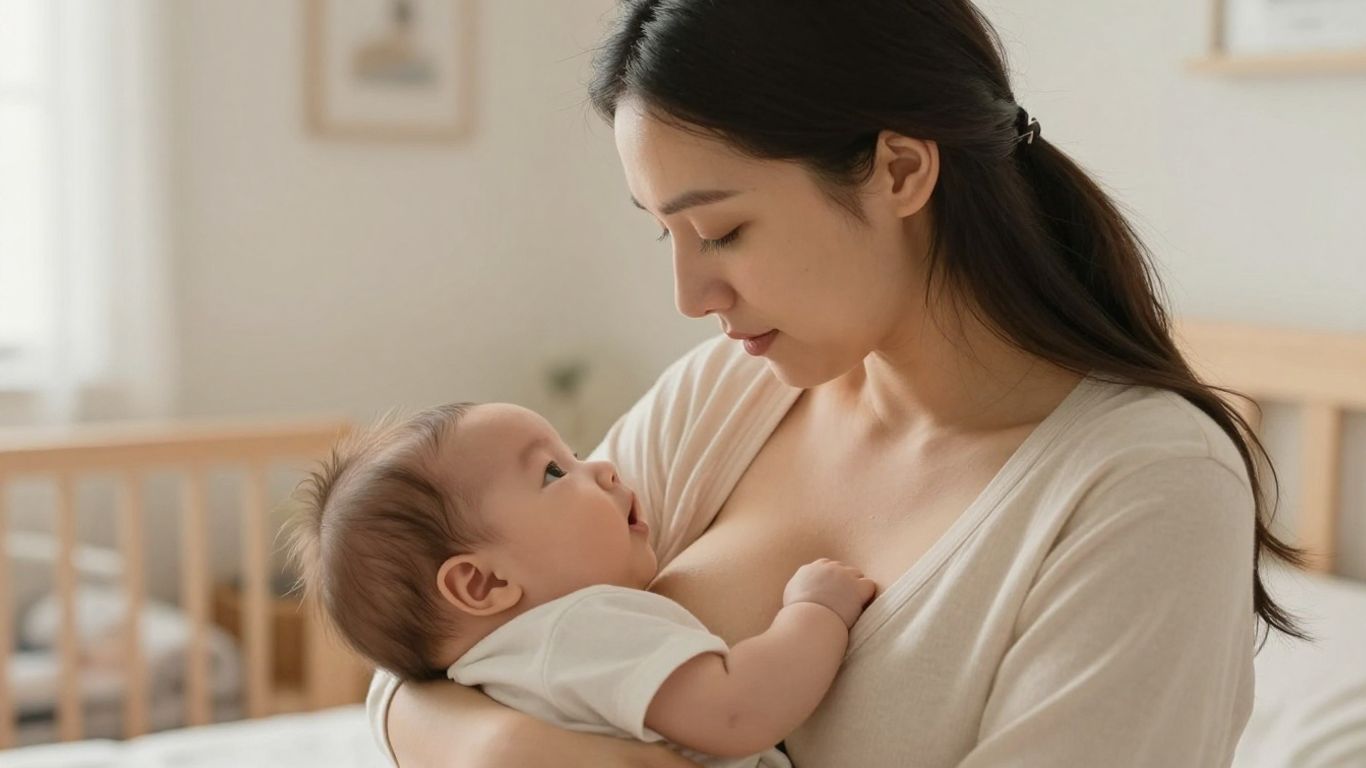 Mother breastfeeding baby, PCOS challenges, postpartum care