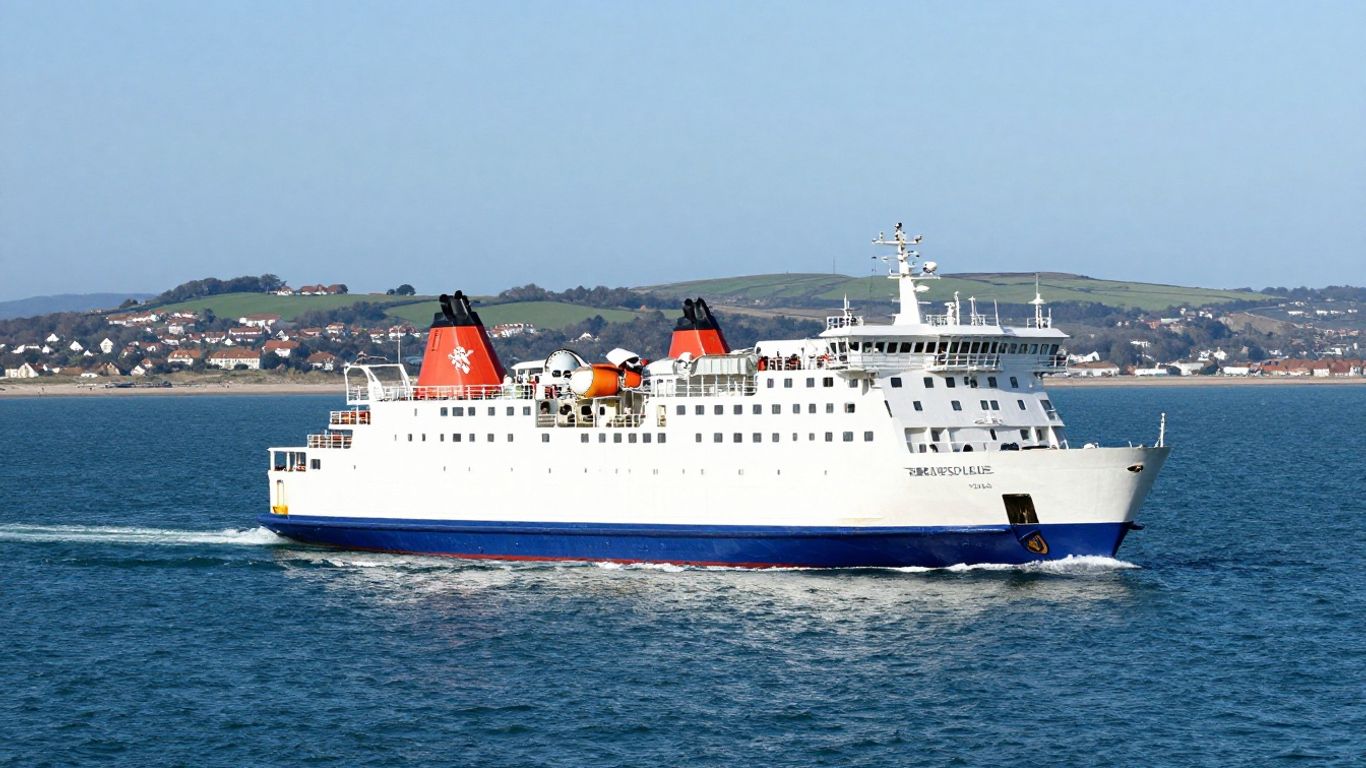 Ferry sailing from Dover to Dunkirk across the sea.