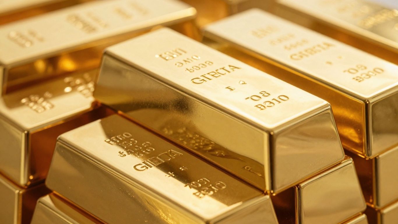 Lingots d'or brillants empilés