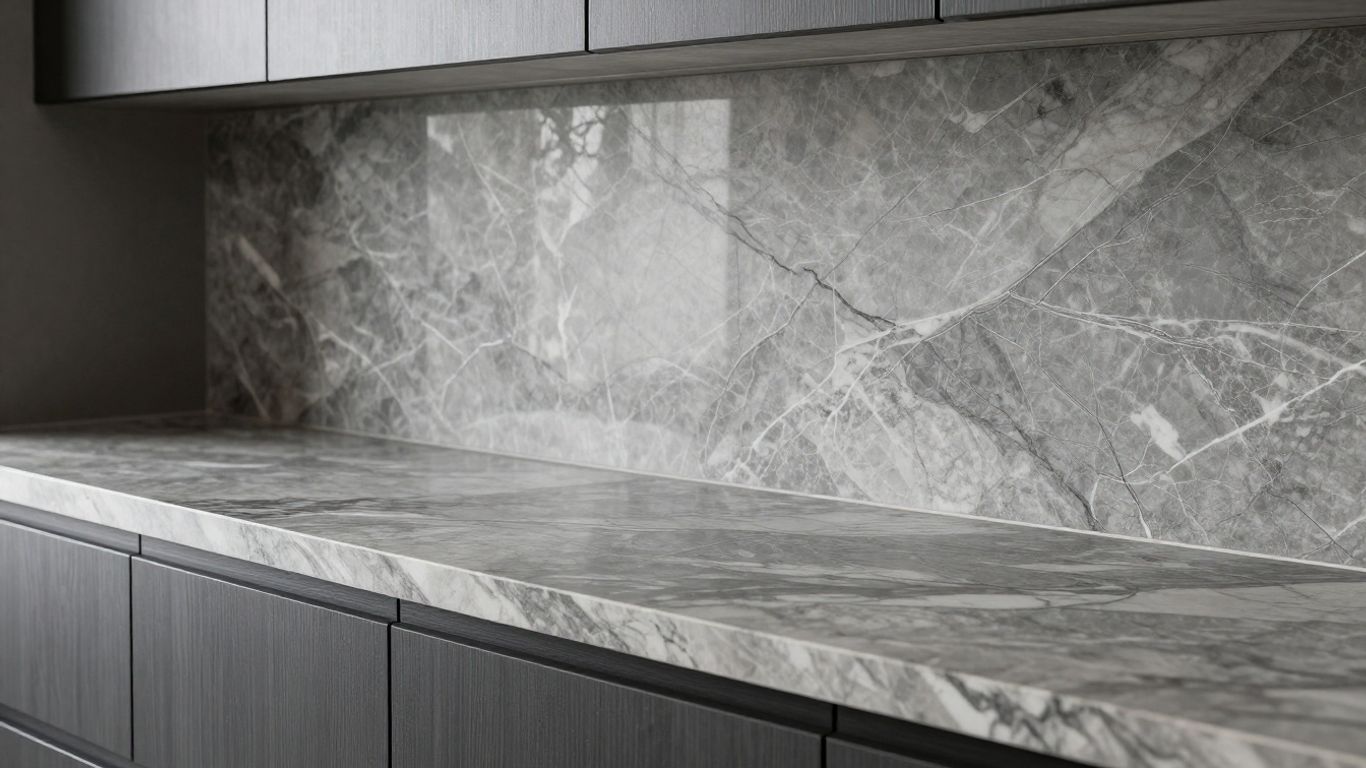 Realistic marble laminate in a modern interior design.