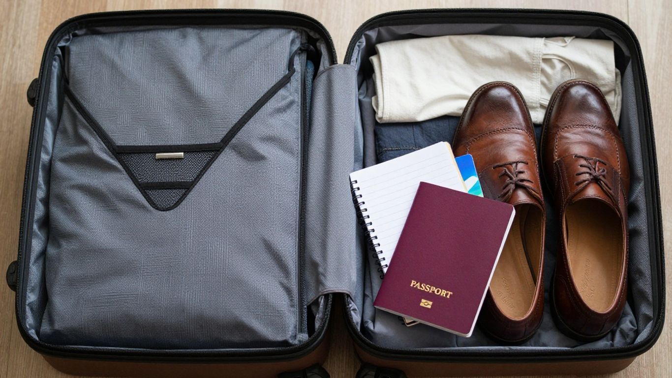 Organized luggage with travel essentials