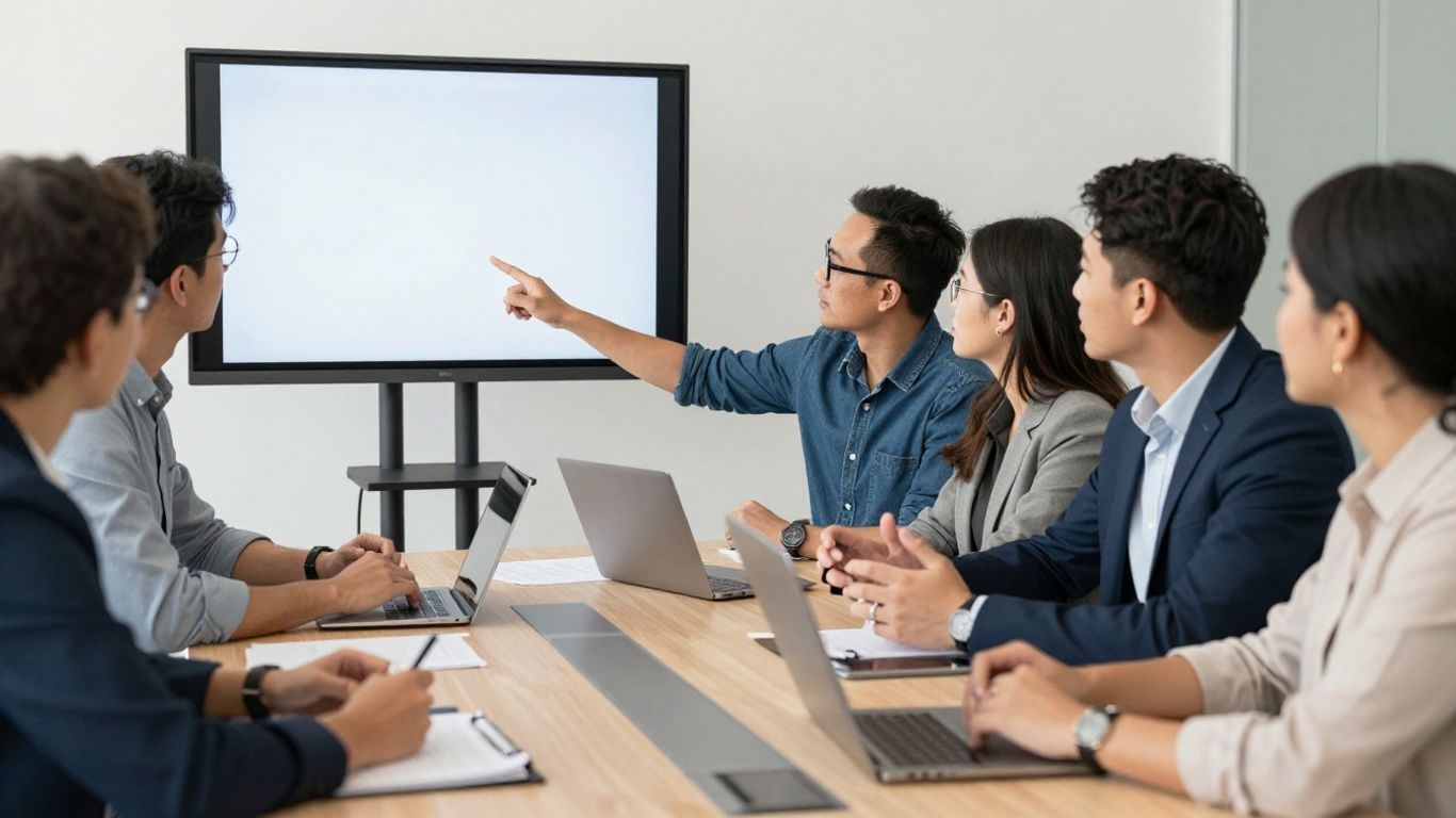 Team collaborating on digital marketing strategies for growth.