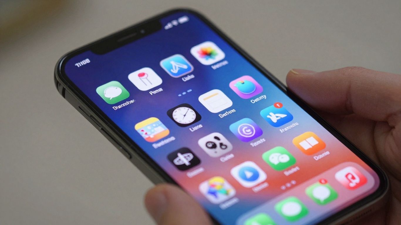 Modern smartphone displaying a vibrant app interface.