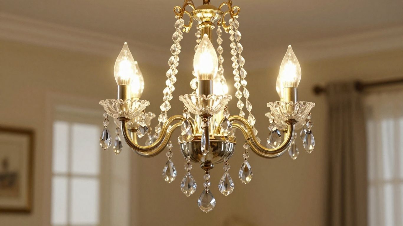 Small chandelier in a stylish bedroom