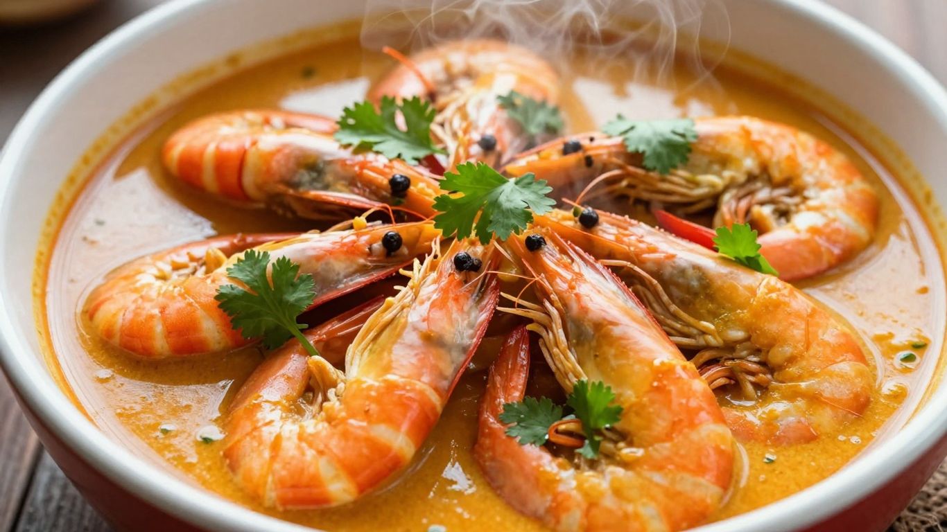Authentic Goan shrimp curry in a bowl with cilantro.