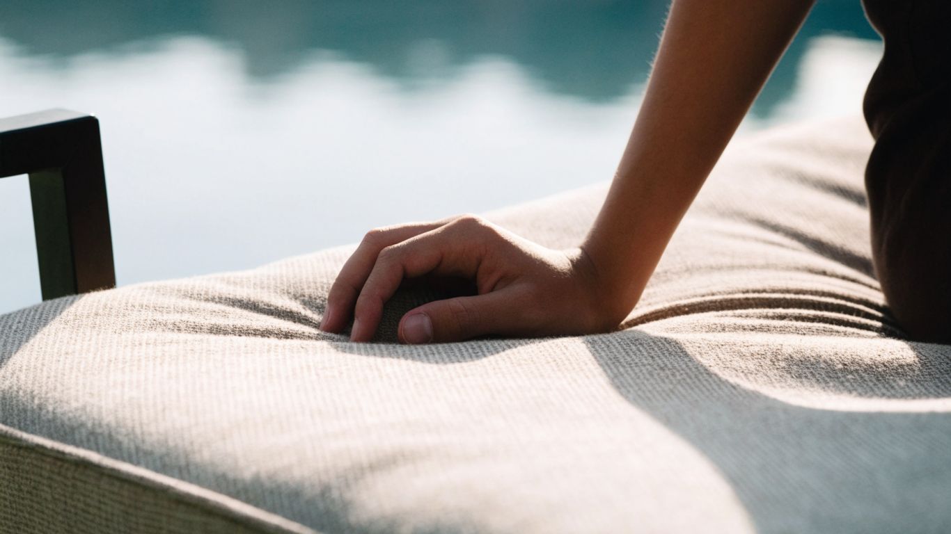 Olefin fabric texture beside outdoor furniture