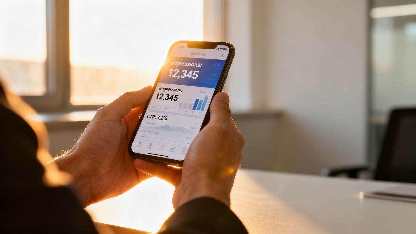 Digital marketing course ROI calculation on a smartphone.