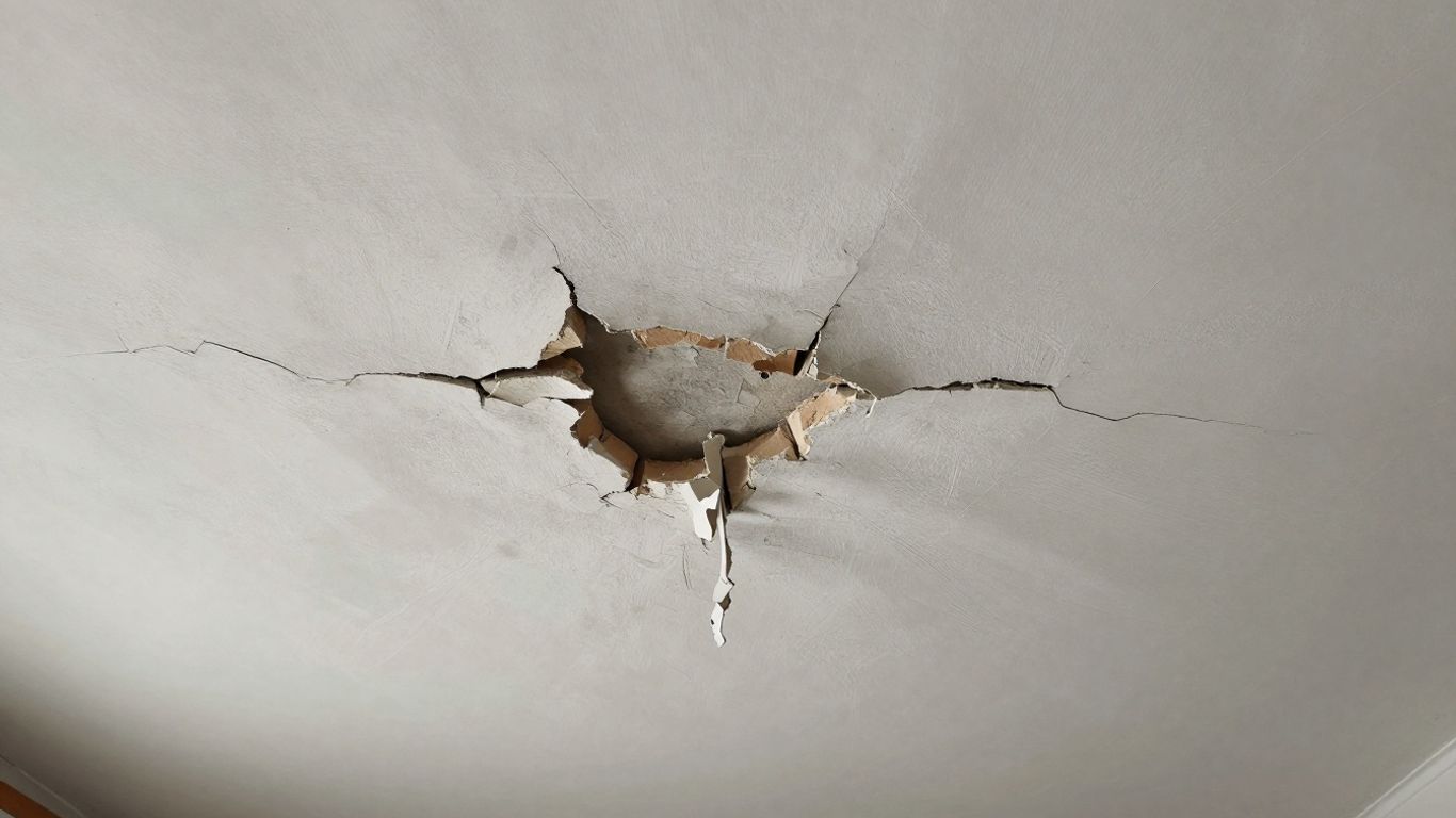 Cracked plaster ceiling in an old house