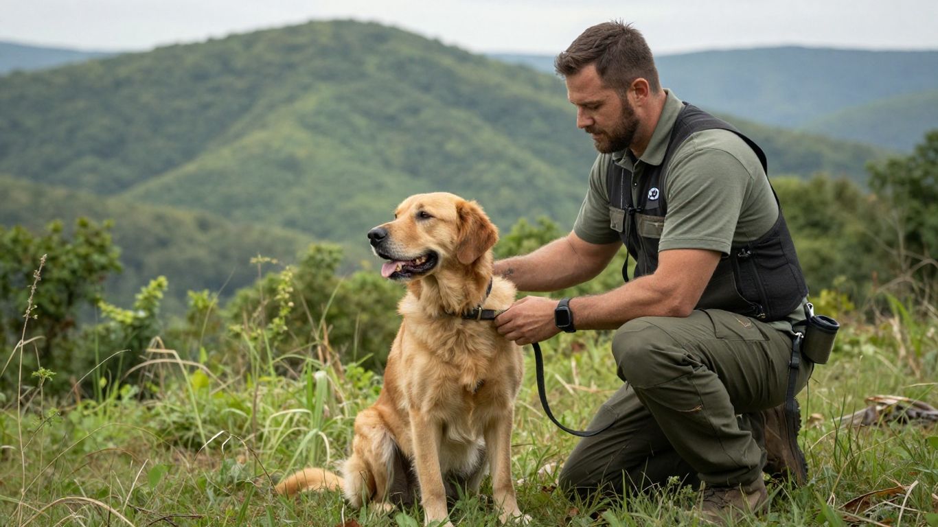 Dog training outdoors with handler in Tennessee.