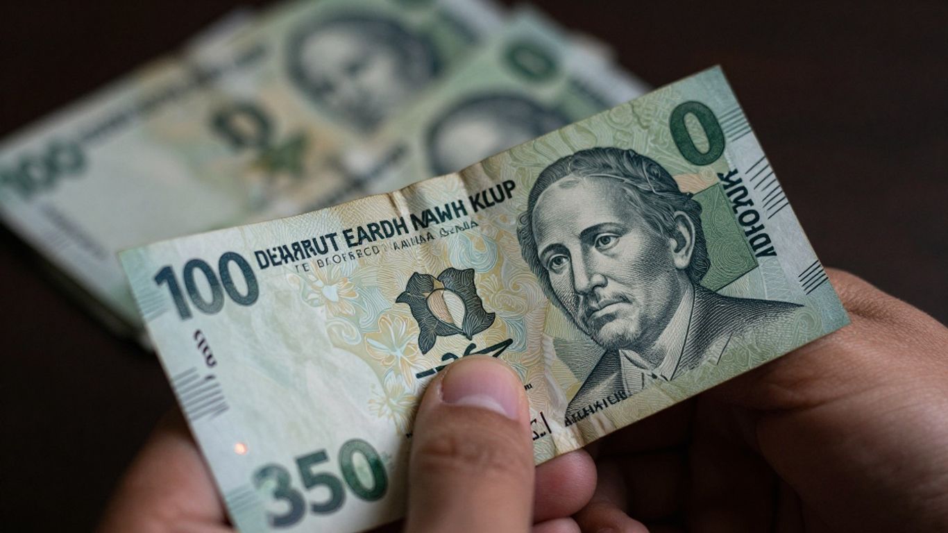 Dinero colombiano en mano.