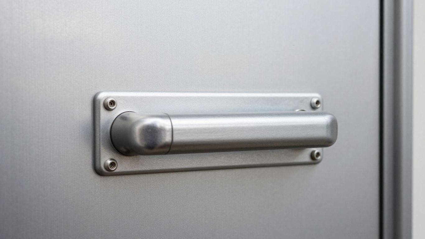 Aluminium door with panic bar hardware