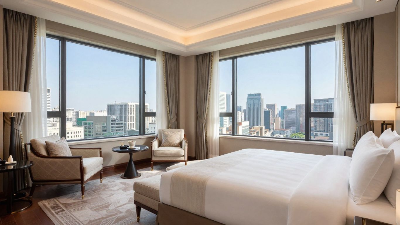 Elegant hotel room with city view