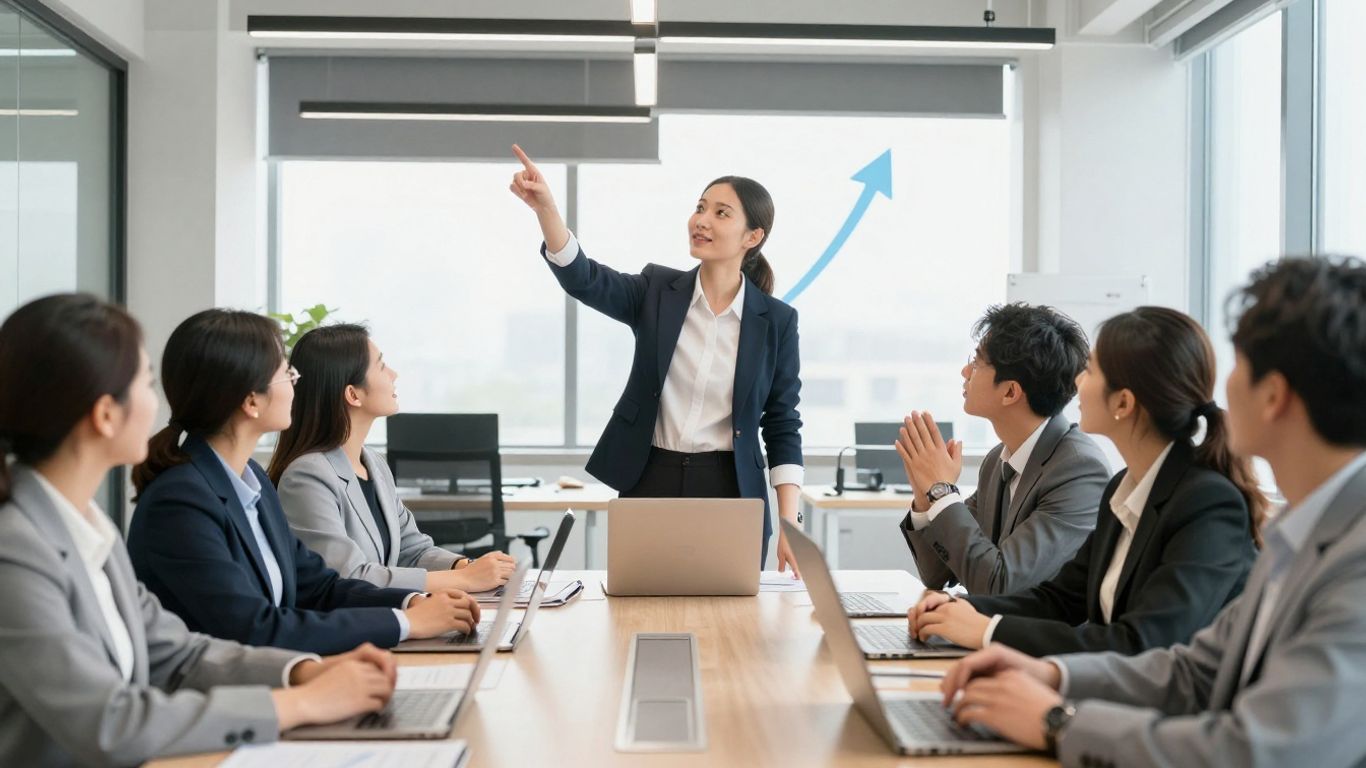 Sales team achieving peak performance with leader
