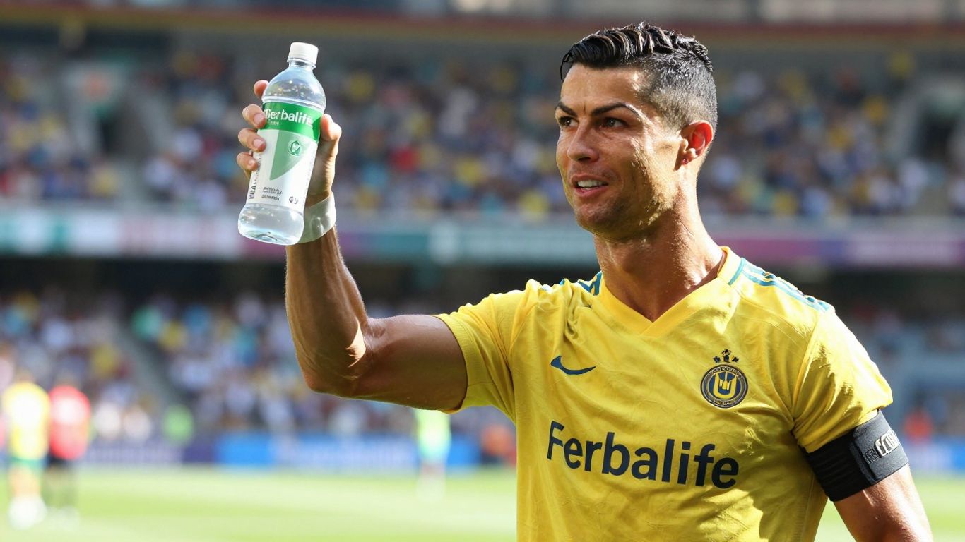 [Cristiano Ronaldo] with his favorite Herbalife drink.