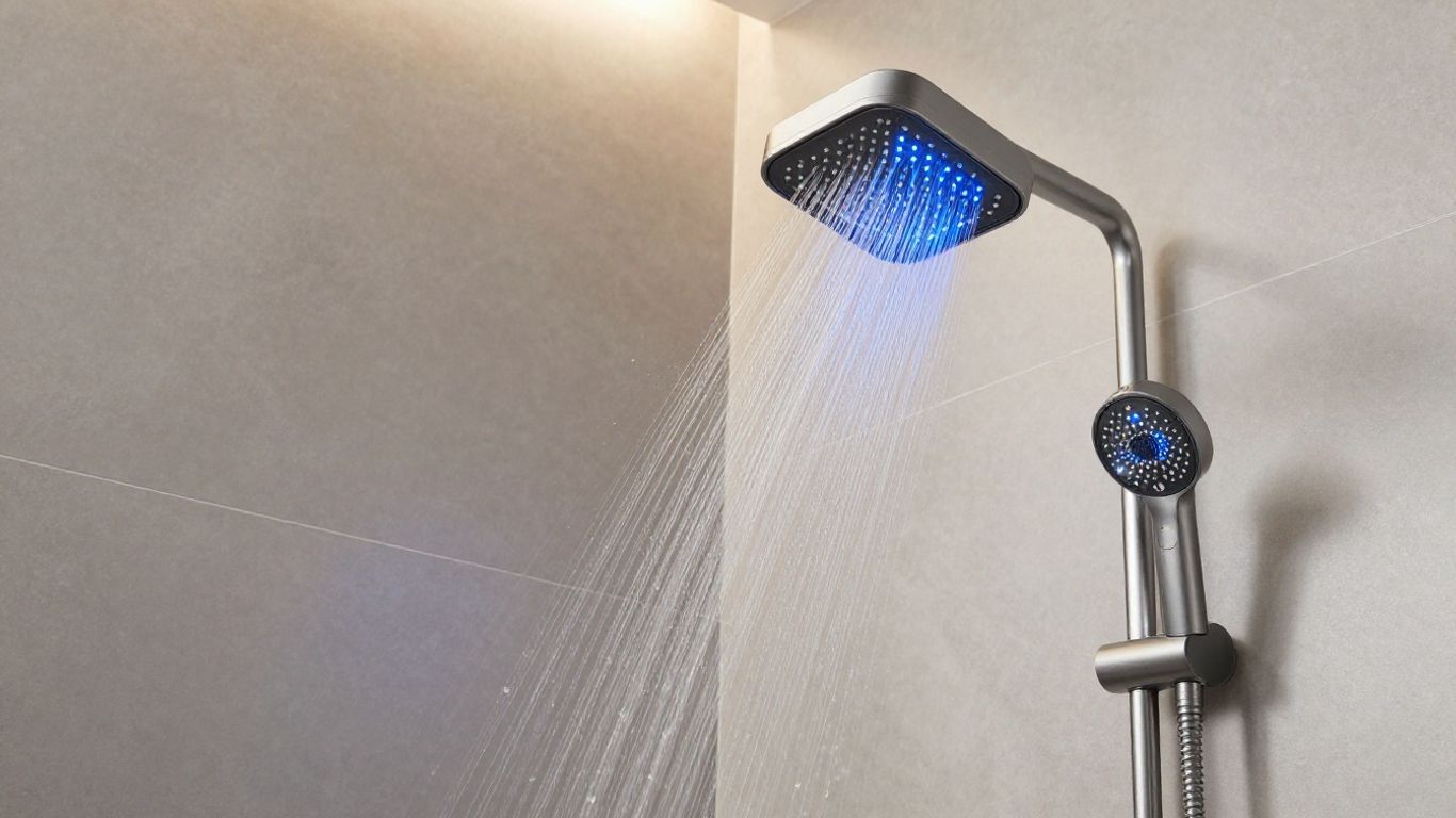 Digital thermostatic shower with powerful water stream.