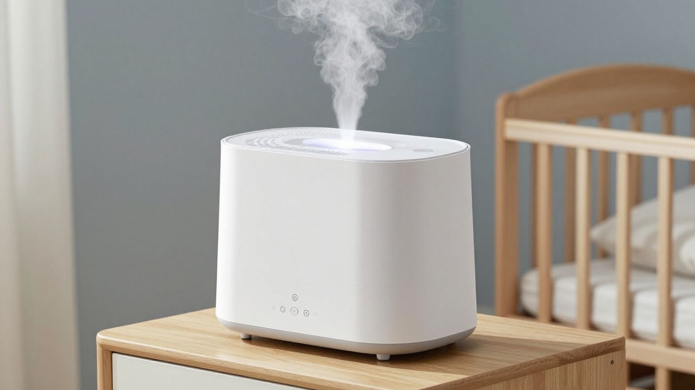 Humidificador ionizador para bebés en una habitación infantil.