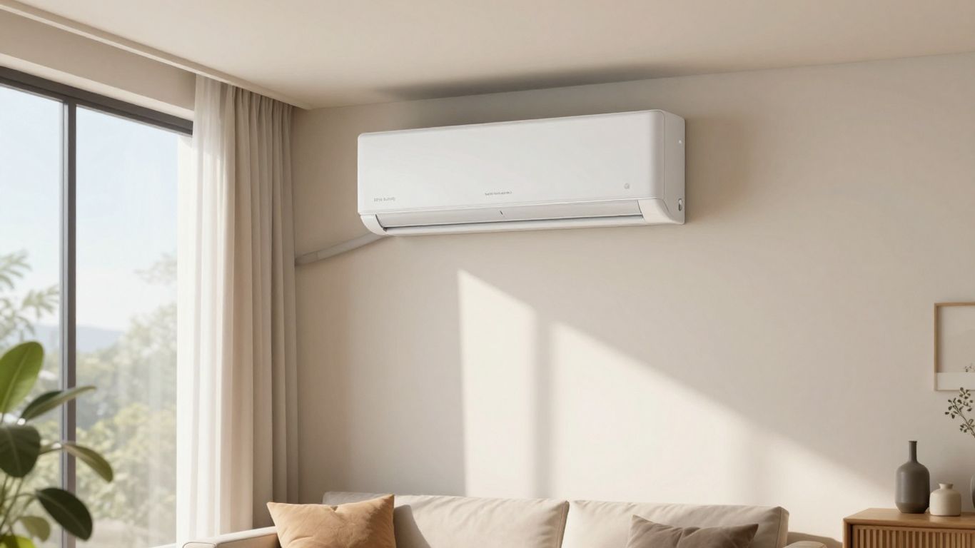 Climatisation réversible dans un salon moderne.