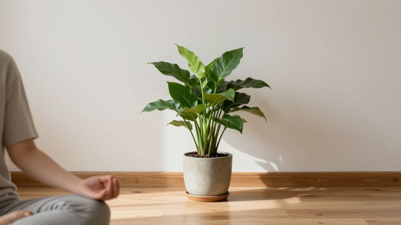 Person meditating in a minimalist, sunlit room.