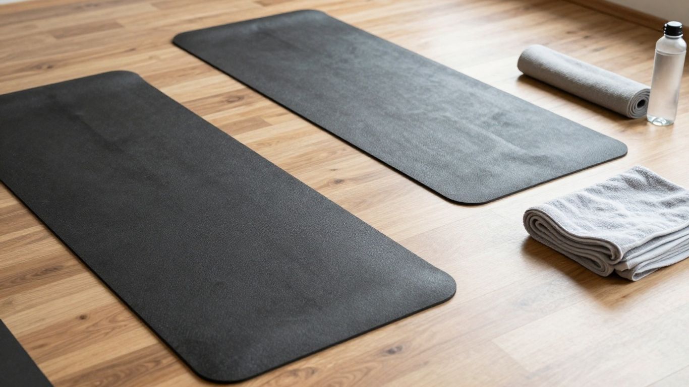 Natural and textured mats beside towels