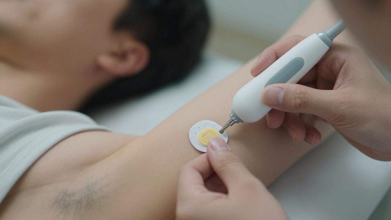 EMG test electrodes on patient's arm