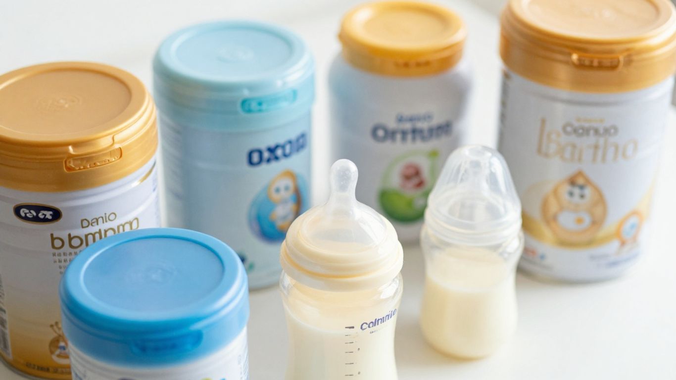 Latas y biberones de fórmula para bebés.