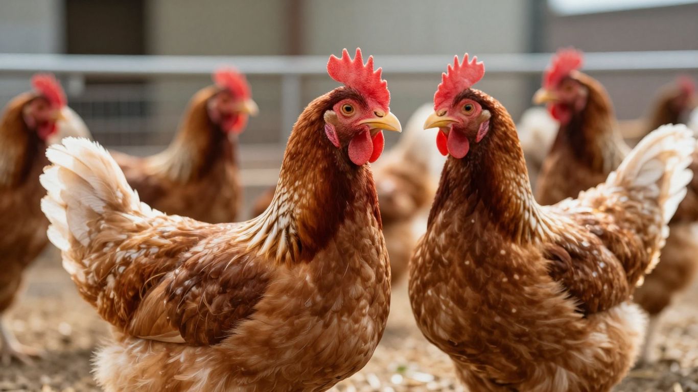 Zdrowe kurczaki na nowoczesnej fermie drobiu.