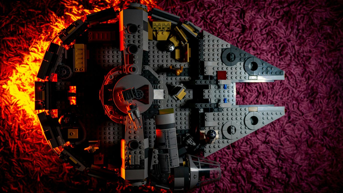 a close up of a lego star wars death star