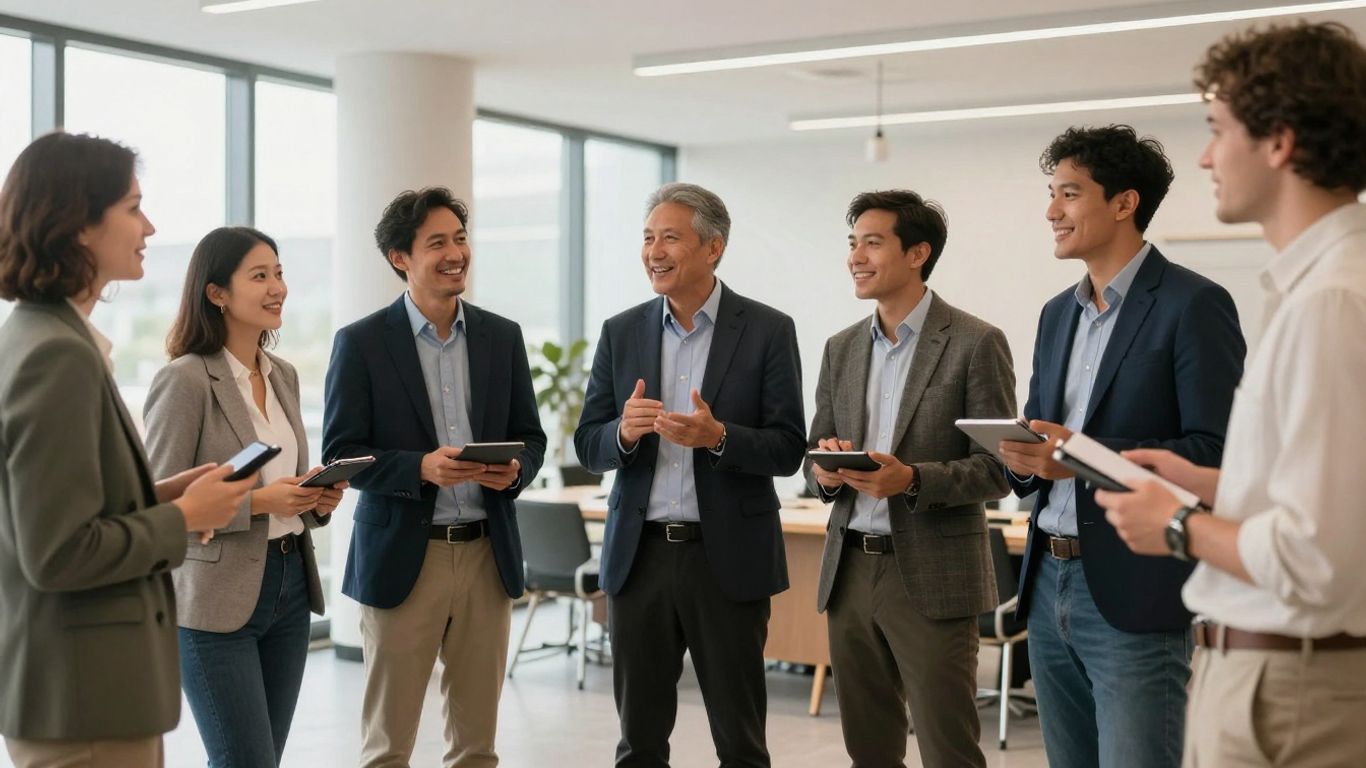 Enthusiastic entrepreneurs sharing ideas in a meeting