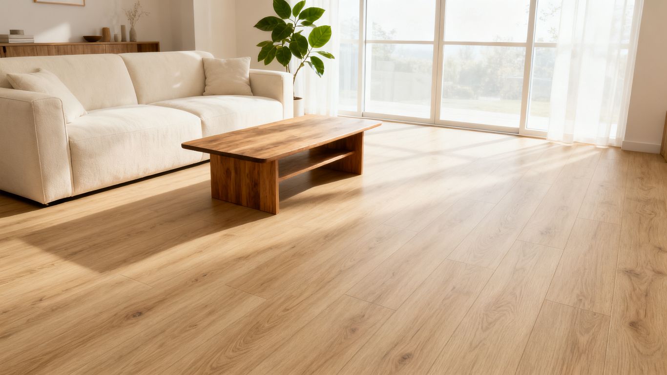 Waterproof LVP flooring in a bright living room