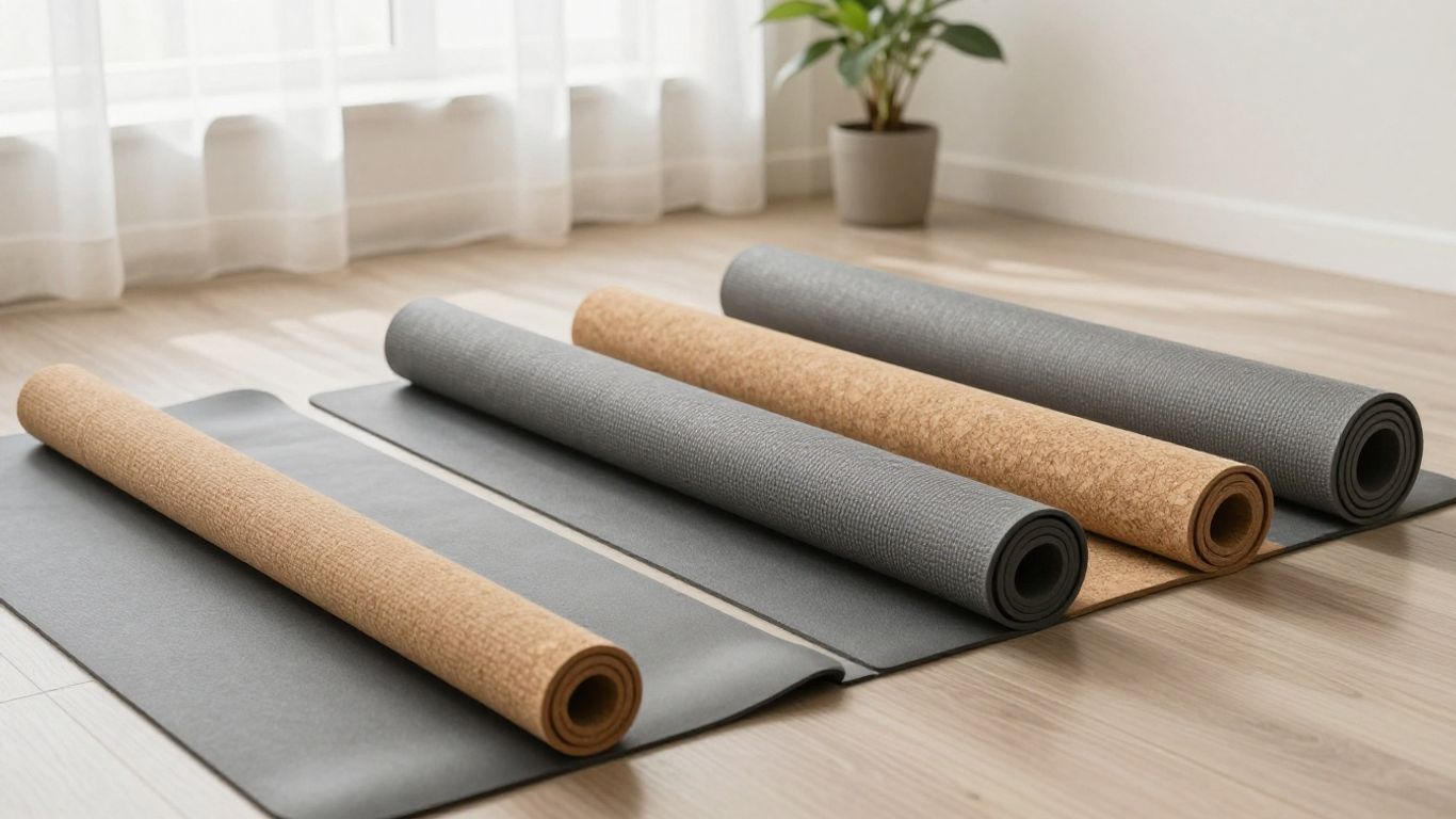 Yoga mats in varied materials and thicknesses