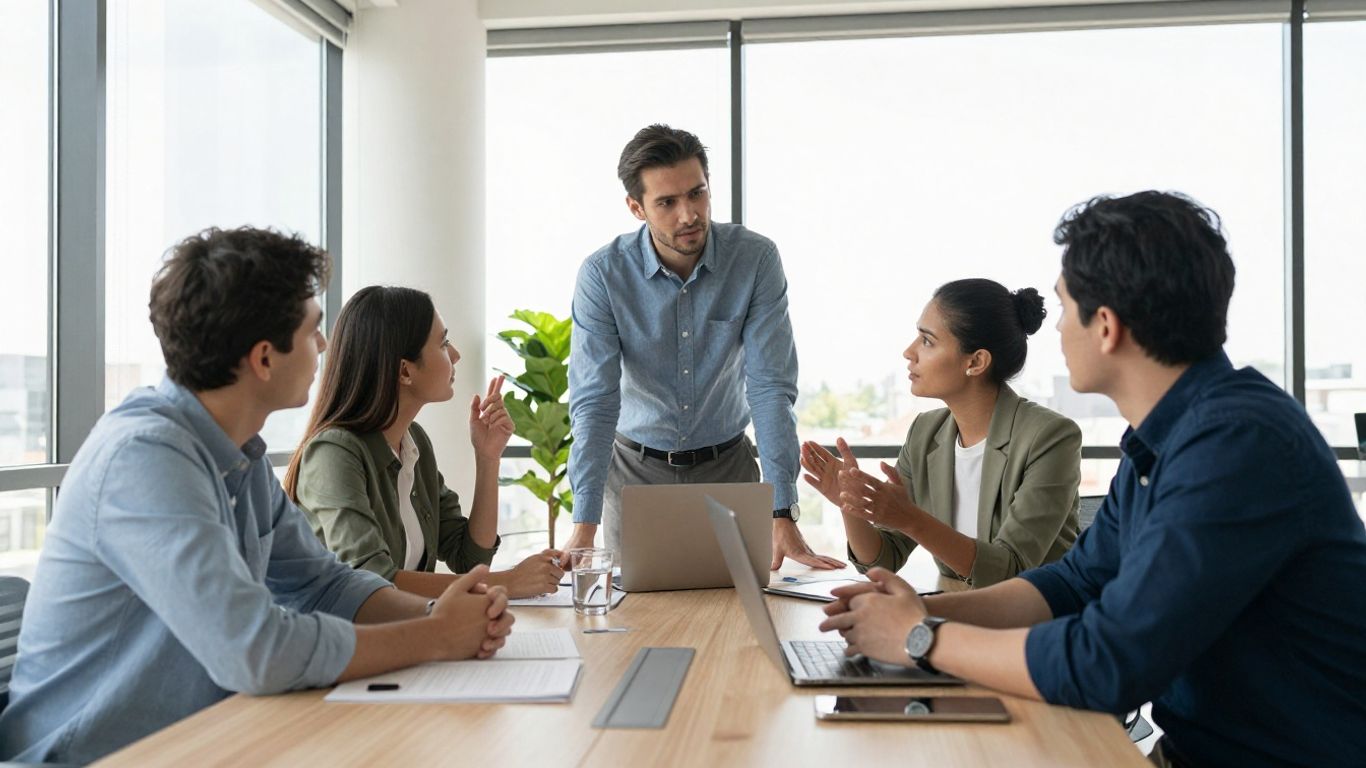 Team collaborating on blockchain project development.