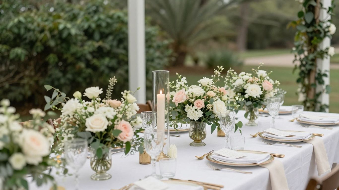 Intimate wedding venue with floral decor in Addison, TX.