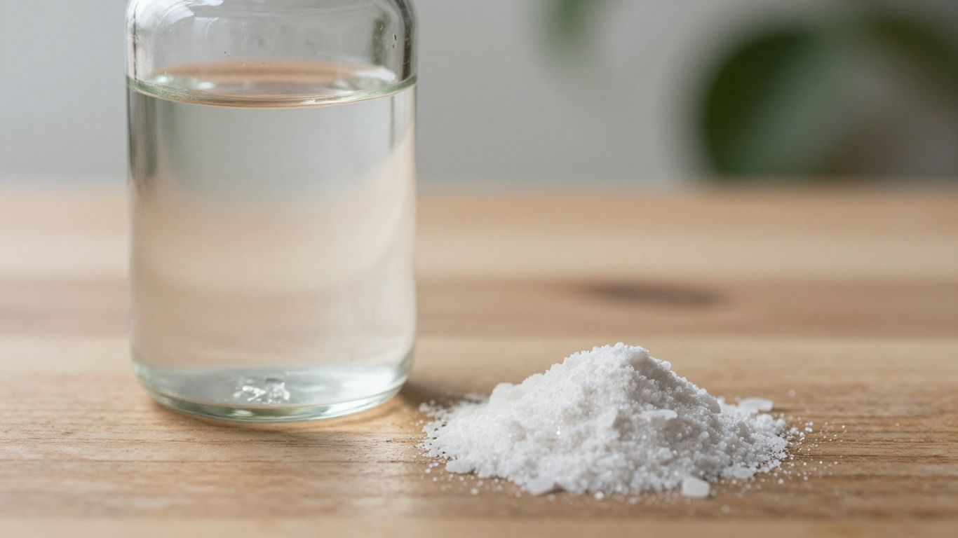 Bottle of liquid magnesium citrate with powder crystals.