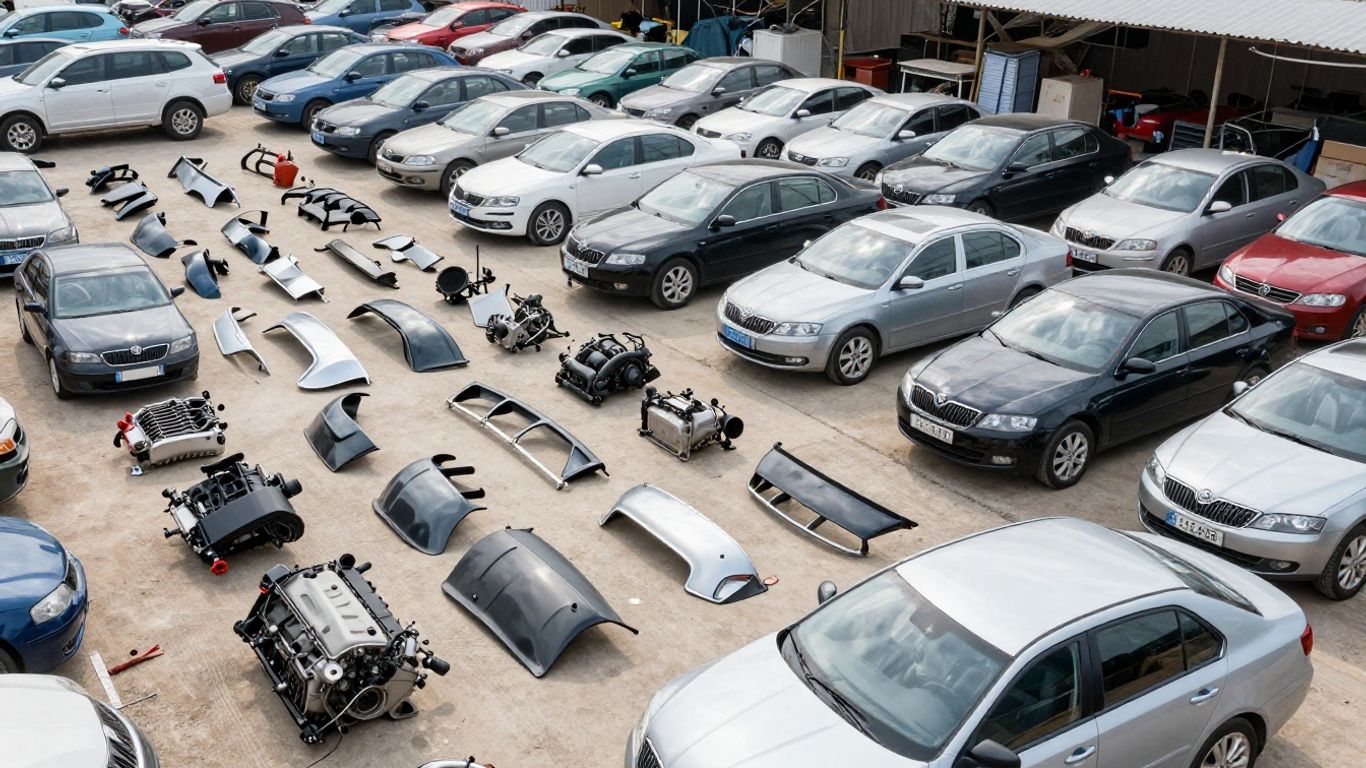 Used Skoda car parts in Canberra salvage yard.